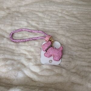 Pink Beaded Dog Keychain With Matching Wristlet